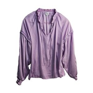 Yani Sz M‎ Lavendar Dropped Shoulder Ruffle Bishop Sleeve Blouse  Coquette #551